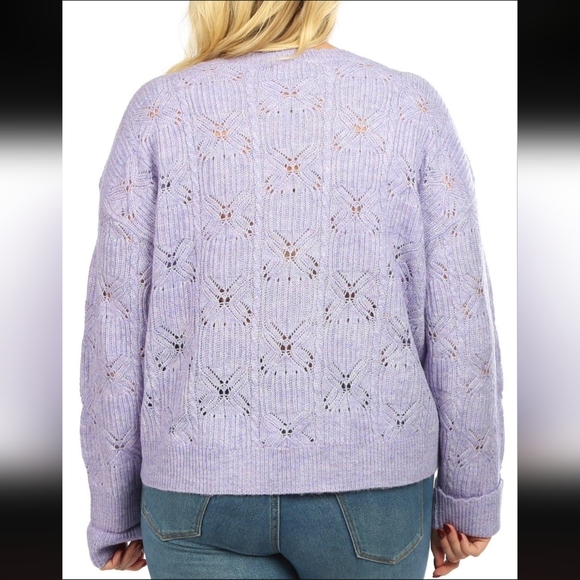 Democracy Women's V-Neck Plus Knit Sweater in Lavender Sz PL - Picture 8 of 12